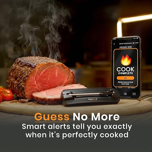 MeatStick V Wireless Meat Thermometer, 1200°F Heat Resistance, Unlimited Range WiFi & Bluetooth, Smart Digital Probe for Grilling, Smoking, Sous Vide, BBQ, Air Fryer, Oven, Smoker, Kitchen Cooking