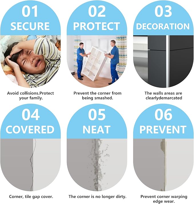 5pcs 48"L*1.42"W Aluminum Self-Adhesive Wall Corner Protectors, Wall Furniture Bumper, Safety Baby Proofing Corner Cushion Table Edge, Wide Coverage and Easy to Install - Black