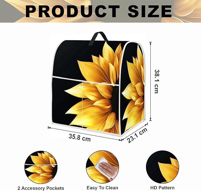 Stand mixer cover with handle and storage bag, reusable and washable, stylish retro floral design, keeps kitchen countertops clean and tidy (fits 6-8 quart mixers).