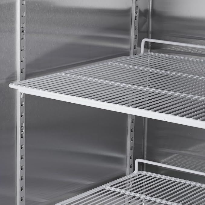54" Upright Commercial Freezer with 2 Solid Door, 42 Cu.Ft Reach-in Freezer, Stainless Steel Interior and Exterior Construction, -8℉ ~ -2℉, Fan Cooling Freezer for Restaurant Bar, ETL and DOE