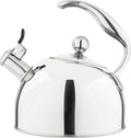 Viking 3-Ply Stainless Steel Tea Kettle, 2.6 Quart Stovetop Hot Water Pot with Tempered Glass Lid, Ergonomic Handle, Induction Ready, Mirror Finish