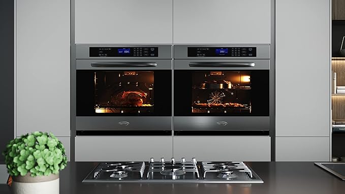 KoolMore 30-Inch Electric Single Wall Oven with Quiet, Rapid Convection Cooking, 7 Cook and Baking Modes, Large Capacity Oven, Stainless-Steel Unit, Self-Cleaning (KM-WO30S-SS)
