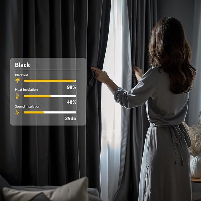 Room Divider Blackout Curtain Track Curtains Wall Dividers Panels Screen for Living Rooms Bedroom Office Privacy Partition Separation, W100 × L108 Inch,1 Panel, Black