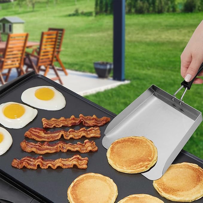 Stanbroil 2 Pack Smash Burger Spatula, Stainless Steel Griddle Food Mover, Large Griddle Scraper Food Shovel - Stir Fry Spatula, Fried Food Scoop, Hibachi Tools