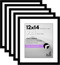 Americanflat 12x14 Picture Frame with Polished Plexiglass - Set of 5 - Use as 9x11 Frame with Mat or Display 12x14 Photo Without Mat - Galleria Collection - Picture Frames for Wall Display - Black