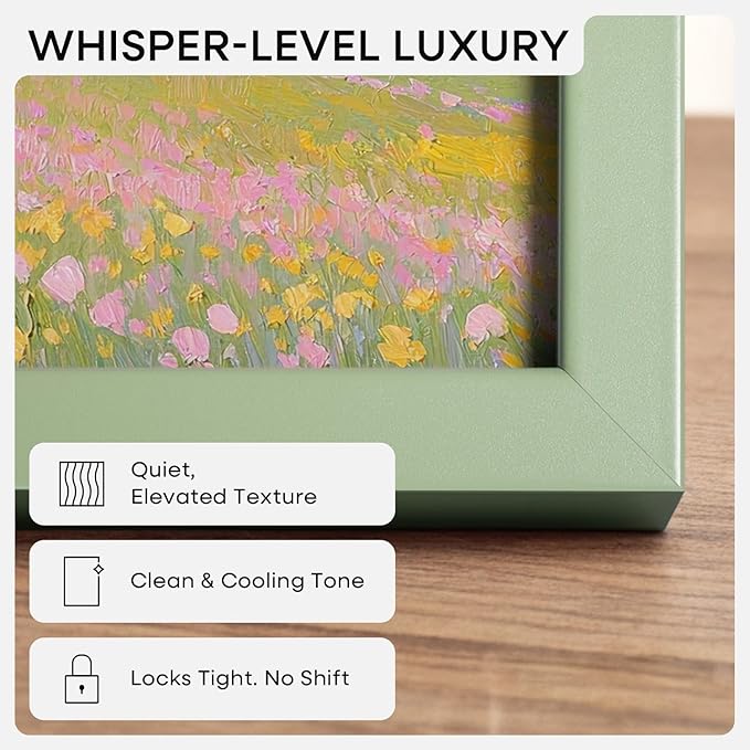Homeforia 12x12 Picture Frame Sage Green, High End Metal 12 x 12 Square Poster Frame with Mat 10 x 10 Photo, 12x12 Frame Matted to 10x10 Print, 12by12 Hanging Frame, Tempered Glass, Wall Kit, Set of 2