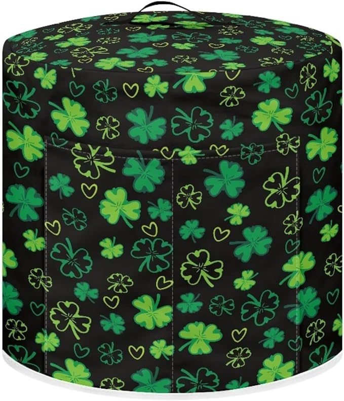Xoenoiee Shamrock Black Print Kitchen Appliance Dust Cover with Pockets, Electric Pressure Cooker Cover Compatible with Crock Pot, Rice Cooker Covers for St.Patrick's Day Decor, for 3 Qt