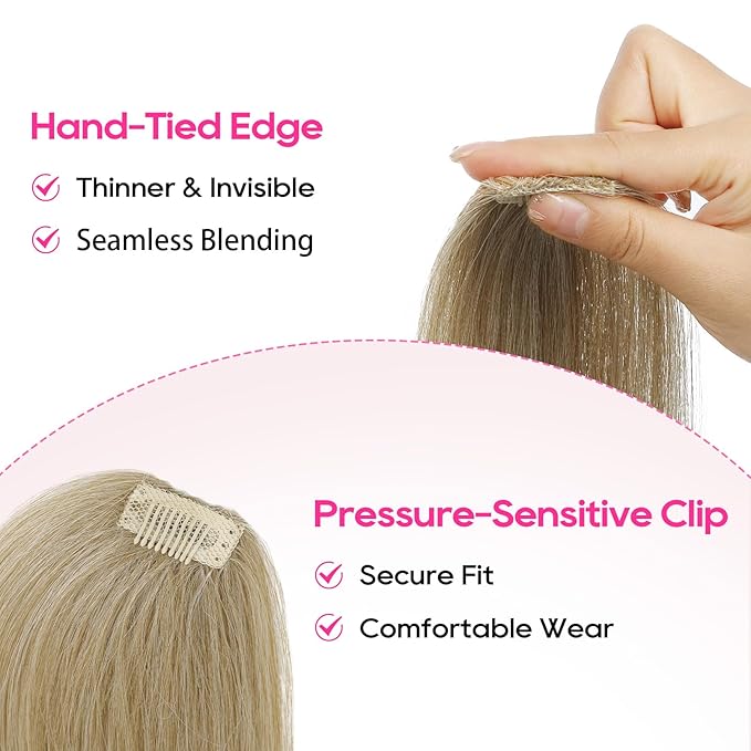 REECHO Clip in Hair Volumizer, Short Thick Clip in Hairpieces Adding Extra Hair Volume Extensions for Women with Thin Fine (Honey Blonde with Highlights, 8 Inch(Pack of 4))