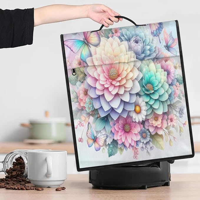 Kitchen Aid Mixer Cover Rainbow Flower Stand Mixer Cover Compatible with 6-8 Quarts Stand Mixers, Dust Covers with Zipper Pocket Foldable Washable Kitchen Aid Organizer Bag