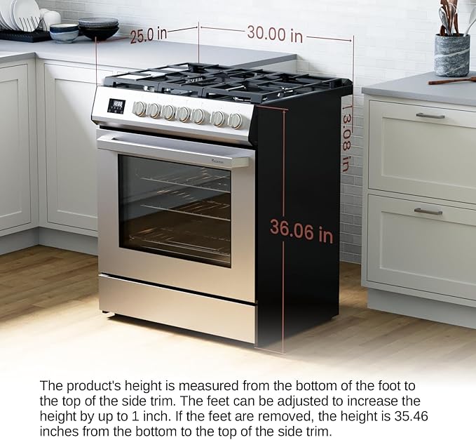 Rangaire RRG303TS 30" Gas Range Oven with Timer - Stainless Steel, Sealed Burners, Convection Fan, Easy Reach Racks