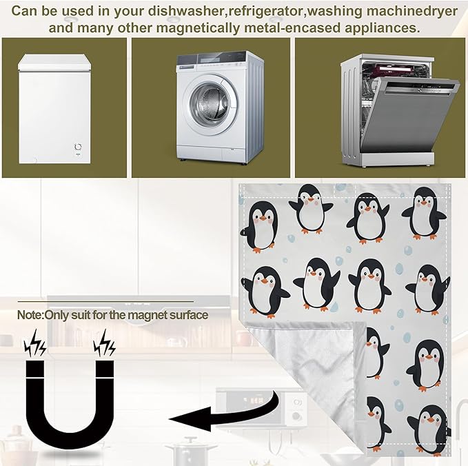 Dishwasher Magnet Cover,Cute Cartoon Penguins Dishwasher Cover Magnetic Home Appliances Refrigerator Decorative 23" x 26"