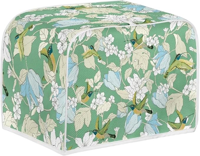 Hummingbird Flower Print 4 Slice Toaster Cover for Home Stain Resistant Waterproof Bread Maker Cover for Kitchen Small Appliance