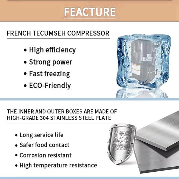 Kolice Commercial 5 Trays Blast Chiller, Chest Freezer, Shock Freezer with Food Probe,Used in Restaurant,Bakery,School,Hotel to Preserve Ice Cream,Fish,Chicken,Dumpling,Beef,Dessert,etc