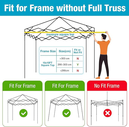 10x10 Canopy Replacement Top Cover with Air Vents for ez up Pop up Canopy Gazebo Tent with Adjustable Straps, Waterproof & Anti-UV for Outdoor Shade (Frame Not Included) (Beige)