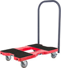 SNAP-LOC, Heavy Duty Push Cart Moving Dolly 4 Wheels, 1,500 lb with Push Bars, 4 Inch Casters, Dollies for Moving Cargo, E Strap Attachment Included, Red