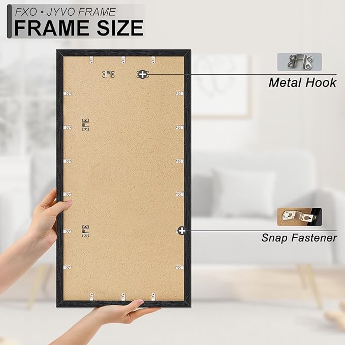 Engineered Wood 20 x 40 Frame Set of 2, Black Picture Frame for 20x40 Inch Poster Puzzle Photo, Light Weight 20by40 Poster Frame with Wood-grain for Wall - 2 Pack/Black/20 x40