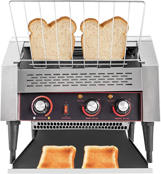 450 Slices/H Commercial Conveyor Toaster, 2600W 7 Gears Electric Stainless Steel Restaurant Toaster Oven with Crumb Tray for Restaurants, Hotels 18.31 * 16.42 * 15.27in