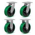 6 Inch Caster Wheels, Heavy Duty Casters with Strong Load-Bearing, Polyurethane on Steel Wheel, Set of 4 Industrial Casters Load 4800lbs(2 Swivel & 2 Rigid)