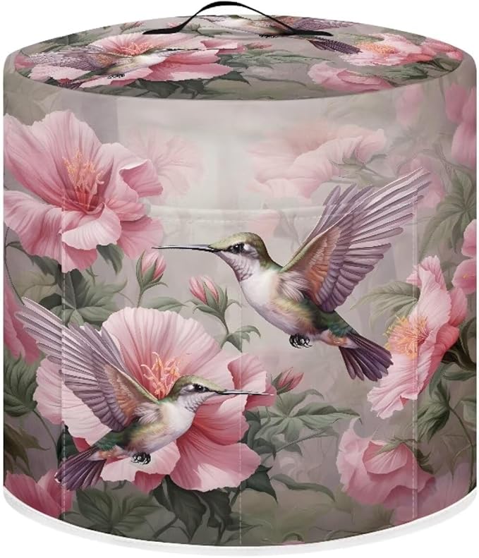 Flashideas Hummingbird Flower Pressure Cooker Cover for Women Insulated Rice Cooker Cover with Easy to Clean Lining Stain Resistant Dust Cover with Pockets for Instant Pot 6 Quart Appliance Cover