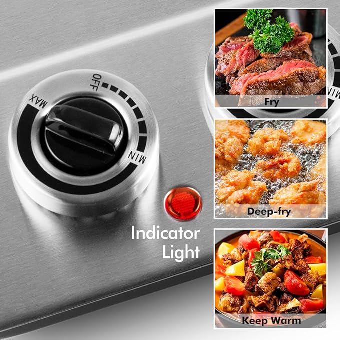 Double Burner, CUSIMAX 1800W Ceramic Electric Hot Plate for Cooking, Dual Control Infrared Cooktop, Portable Countertop Burner, Glass Plate Electric Cooktop, Silver, Stainless Steel-Upgraded Version