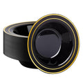 Goodluck 50 Pack Black Plastic Bowls with Gold Rim, 12oz Disposable Soup Bowls, Heavy Duty Dessert Bowls for Weddings, Parties, Dinners, Catering, and New Year