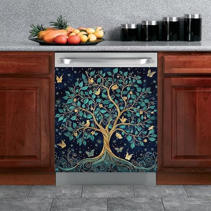 Tree of Life Dishwasher Magnet Covers for Front Door Decal, Magnetic Dishwasher Covers Decorative, Refrigerator Magnet Dishwasher Decal Panel Cover, 23"X26"