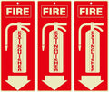 3 Pack Fire Extinguisher Signs 10 × 4 Inches Glow in the Dark Aluminum Sign Waterproof UV Protected Fade Resistance Signage for Home Office Business