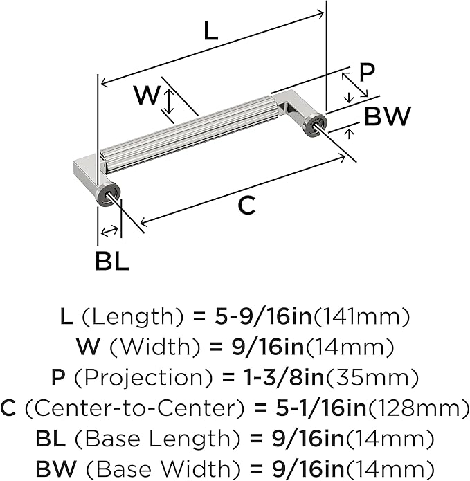 Amerock Ballard 5-1/16 inch (128mm) Center-to-Center Polished Nickel Cabinet Pull, BP37644PN