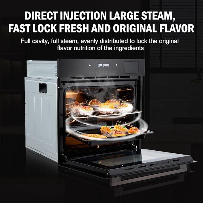 24 in Built-in Electric Wall Oven,Single Convection Oven with 70 L(2.5Cu.ft) Capacity,8 Cooking Modes & Touch Control for Baking, Roasting,Stainless Steel