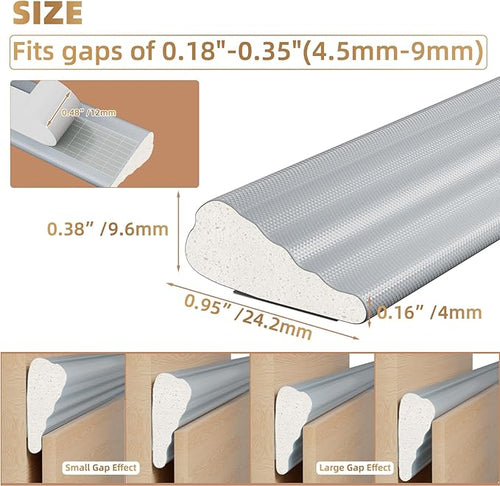 118” Wedge-Shape Foam Window Weather Stripping Door Seal Strip,Soundproofing Frame Insulation Tape for Exterior Front Door,Noise Cancelling Window Inserts,Door Gap Filler Light Blocker,Gray