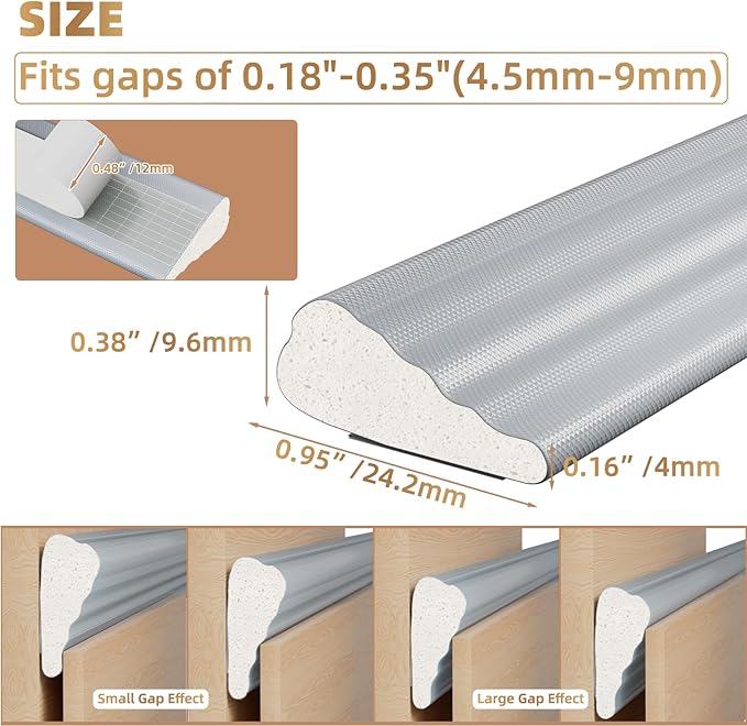 3Pcs×196" Wedge-Shape Foam Window Weather Stripping Door Seal Strip,Soundproofing Frame Insulation Tape for Exterior Front Door,Noise Cancelling Window Inserts,Door Gap Filler Light Blocker,Gray