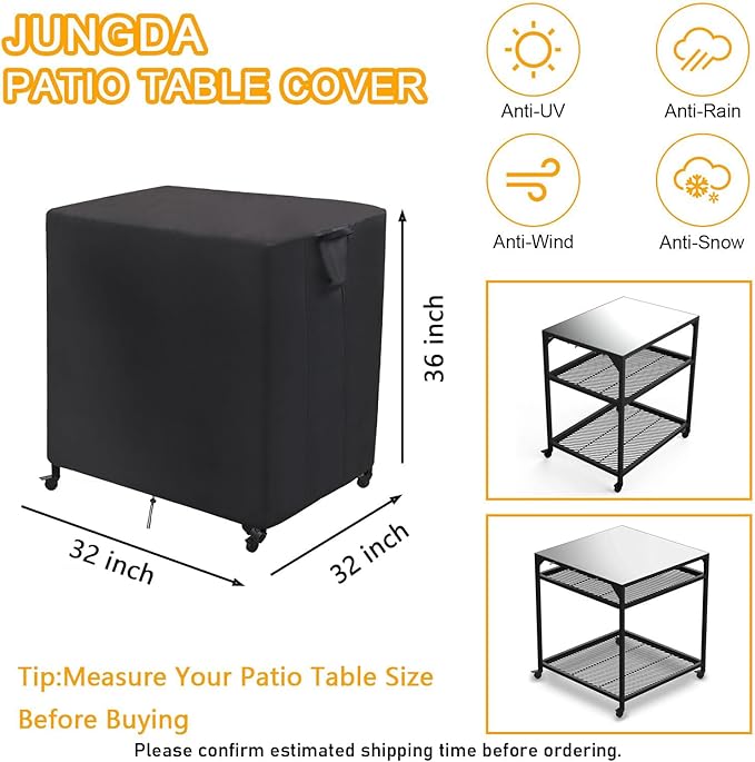 Outdoor Cart Cover for Ooni Large Modular Table, Waterproof Kitchen Grill Table Cover, Patio Pizza Oven Stand Covers Dustproof - 32 x 32 x 36 Inch