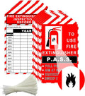 25 Pack Monthly Fire Extinguisher Inspection Tags Record 4 Year with Adjustable Wire Ties - 3.25 x 5.75 Inch PP Extinguisher Recharge and Inspection Record Tag for Indoor Outdoor Fire Extinguishers