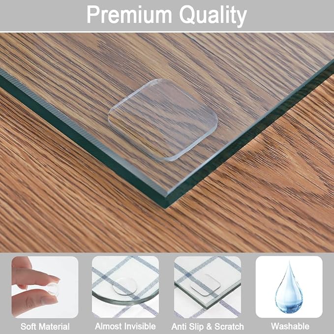 Extremely Soft Glass Table Top Bumper Combo (20 PCS Non-Adhesive & 30 PCS Self-Adhesive), Anti Slide and Scratch for Glass Table, Clear Rubber Pads for Glass Table Top Spacer (Round & Square, 50 PCS)