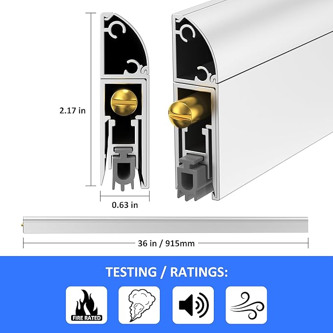 Automatic Door Sweeping Bottom Aluminum Alloy 36-inch Surface Mount Type - Suitable for Door Bottom Sealing Sound Insulation Windproof Dustproof Light Blocking and Small Animal Prevention
