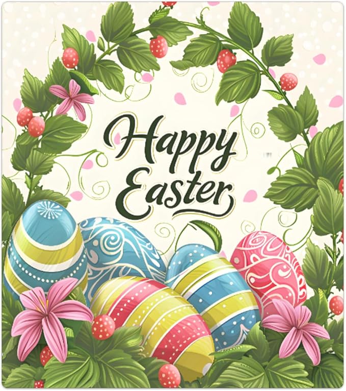 Happy Easter Eggs Flower Greens Dishwasher Magnet Cover, Reusable Refrigerator Panel Stickers Microwave Front Door Covers Magnets for Kitchen Home Appliances Holiday Party Decorations 23 X 26 in