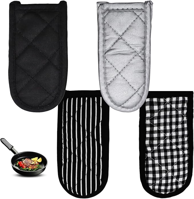 4PCS Cast Iron Skillet Handle Cover - Heat Resistant Cotton Pan Pot Handle Covers, Non-Slip Hot Handle Covers, Machine Washable Handle Mitts, Kitchen Baking Cooking BBQ Supplies