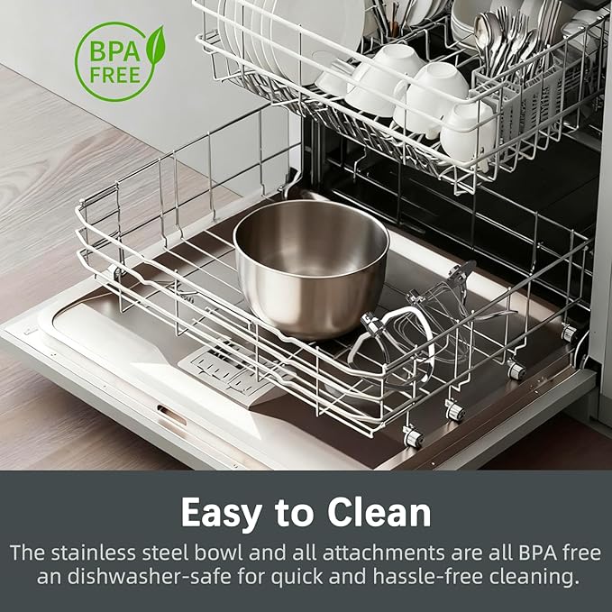 Stand Mixer, 9-Quart Stainless Steel Bowl, 660W Professional Power, Multiple Speed Options, Sturdy Design, Easy to Clean, Lifetime Support, SM-1550(Grey)