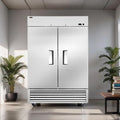 54” Reach-in Commercial Refrigerator with 2 Solid Doors, 49 cu.ft Stainless Steel Merchandiser Upright Freezerless Refrigerator for Restaurant, Bar, Shop, Residential Beverages and Drinks
