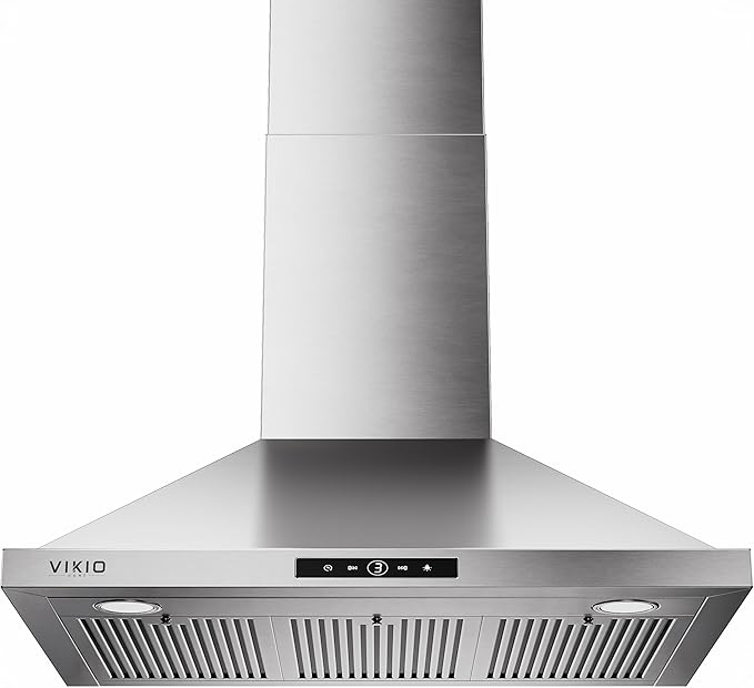 Wall Mount Range Hood 36 inch, 580 CFM, Ducted/Ductless Convertible, Stainless Steel Kitchen Vent Hood with 3-Speed Fan and LED Lights