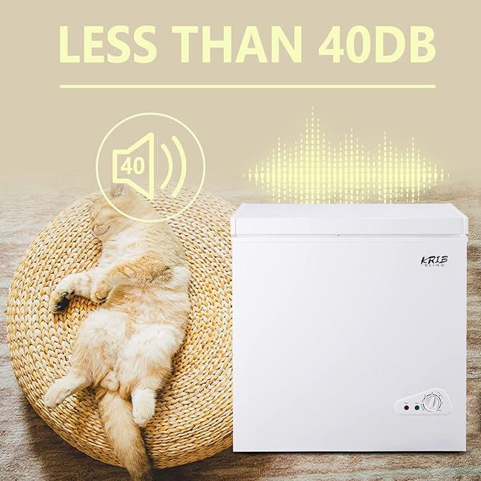 5.0 Cu.Ft Compact Chest Freezer with Removable Basket, Krib Bling Top Door Open Freestanding Deep Freezer with 7 Gears Temperature Adjustment, Ideal for Home, Kitchen & Office, White