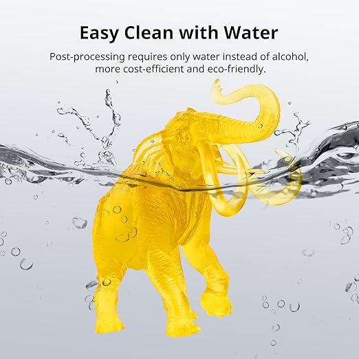 ANYCUBIC Water Washable 3D Printer Resin 2.0, 405nm High Precision 3D Resin, Low Shrinkage Photopolymer Resin for 4K/8K/12K Capable LCD DLP Resin 3D Printer (Clear Yellow, 1000g)