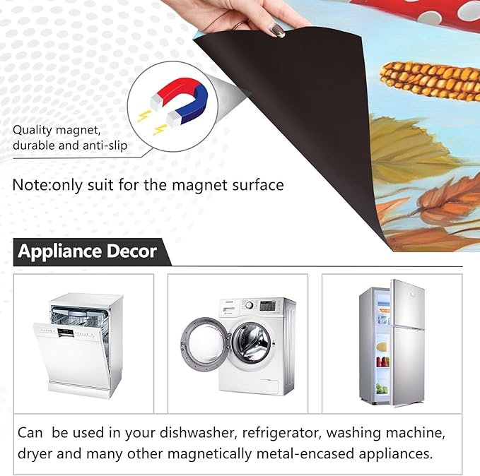 Garden Gnome Pumpkin Autumn Thanksgiving Dishwasher Magnet Cover Sticker Magnetic Refrigerator Panel Front Door Fridge Microwave Decal Decorative