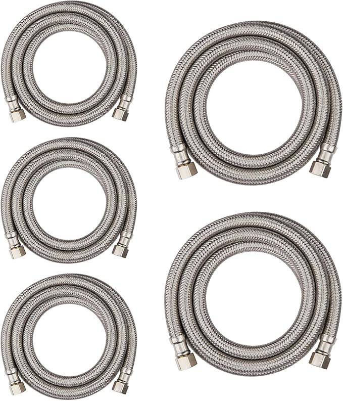 5 Pack Foskan 6FT Dishwasher Installation Kit,With Compression Connection,Stainless Steel Supply Line For Standard Dishwashers （6FT）