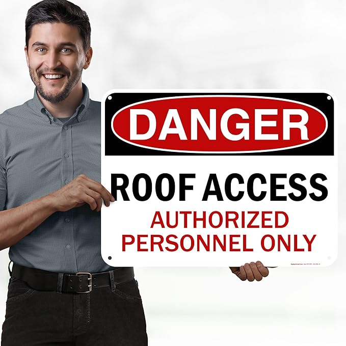 Danger Roof Access Authorized Personnel Only Sign, 18x24 Inches, 55 mil thick HDPE (high density polyethylene), Made in USA by My Sign Center