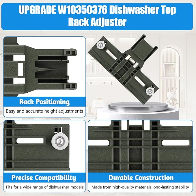 Upgraded W10350376 W10350374 Dishwasher Top Rack Parts For Kenmore/Kitchenaid Dishwasher Parts Upper Rack, W10195840 W10712394 Dishwasher Rack Parts For Whirlpool Dishwasher Top Rack Parts(10 Packs)