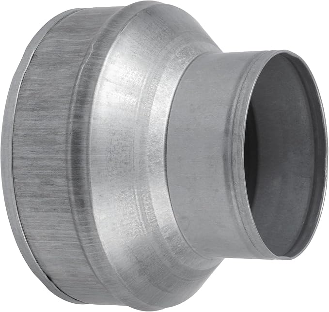 6" to 4" Inch Duct Pipe Adapter - Galvanized Steel HVAC Ducting Reducer for Ventilation - PVC Pipe, Hose Coupler - Heavy Duty Exhaust, Air Conditioner Fittings - Vent Flange Connector