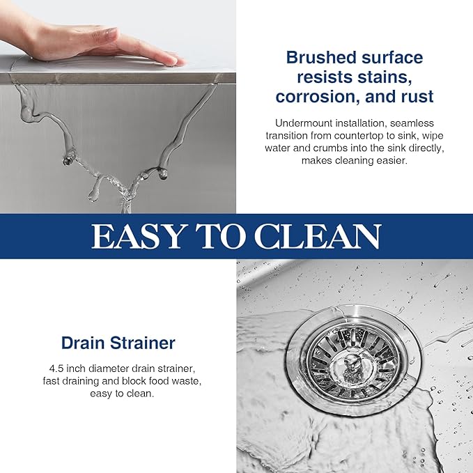 32 inch Kitchen Sink Undermount Stainless Steel Workstation 32x19x10 inch 16 Gauge Under Counter Kitchen Sinks Basin with Accessories Single Bowl Kitchen Sink
