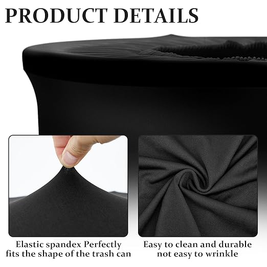 Tanlade 32 Gallon Stretch Trash Can Cover Outdoor Spandex Waste Container, Black, 1 Pc