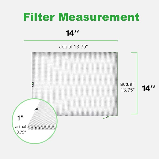 Reair 14x14x1 Air filter, Washable and Reusable Air Filter 14x14x1 for AC HVAC Furnace, MERV 8 Air Filters Machine Washable & Dryer Friendly, AC Furnace Air Filter
